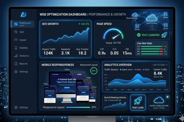 SEO optimization and website performance comparison for modern responsive websites.