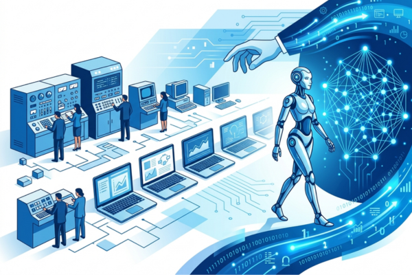 Illustration showing the evolution of AI from early computers to modern intelligent systems
Visual timeline of artificial intelligence growth and innovation