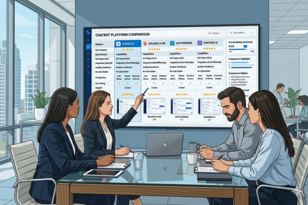 AI chatbot comparison dashboard showing features pricing and top chatbot tools for websites